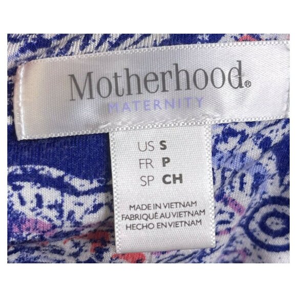 Motherhood Maternity Strapless Paisley Dress S Blue & Coral Rayon Blend - Picture 5 of 6